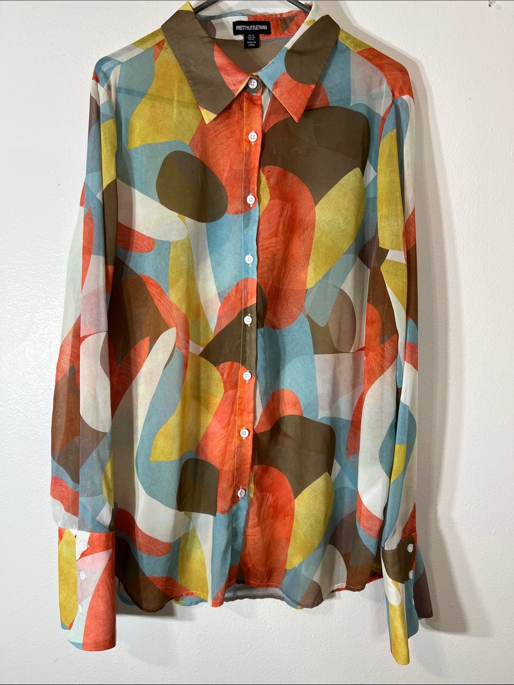 PrettyLittleThing Multicolor Abstract Print Button-Down Shirt